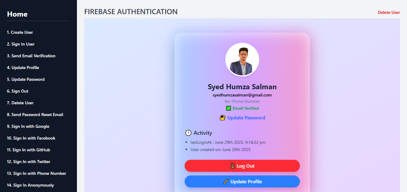 Firebase Authentication App