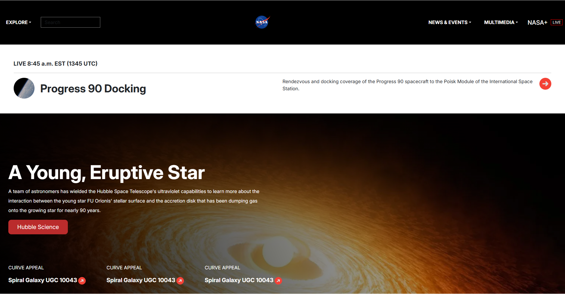 NASA Home Page UI Clone