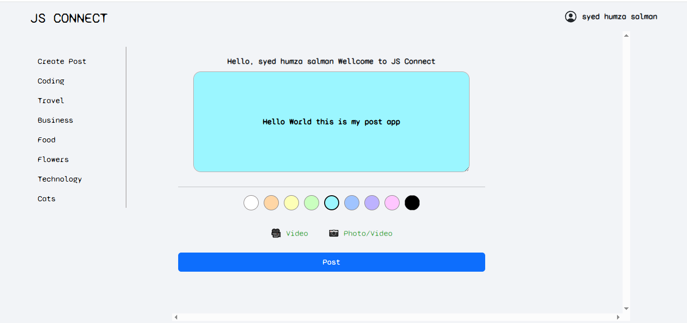 JS Connect - Post App